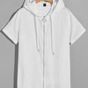 Guys O-ring Zipper Front Hooded Shirt