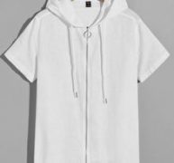 Guys O-ring Zipper Front Hooded Shirt