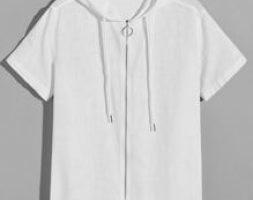 Guys O-ring Zipper Front Hooded Shirt