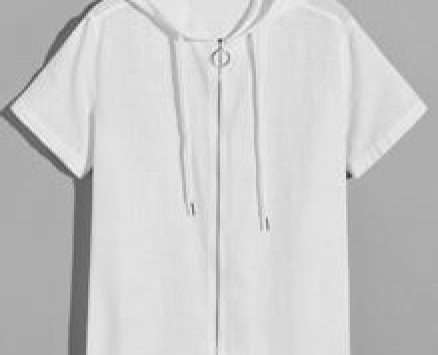 Guys O-ring Zipper Front Hooded Shirt