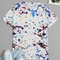 Guys Paint Splatter Print Tee