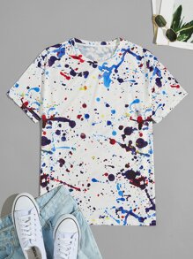 Guys Paint Splatter Print Tee