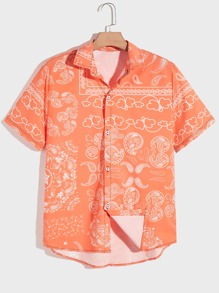 Guys Paisley Button Front Shirt