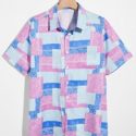 Guys Paisley Colorblock Button Front Pocket Shirt