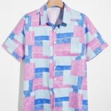Guys Paisley Colorblock Button Front Pocket Shirt