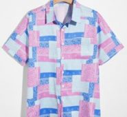 Guys Paisley Colorblock Button Front Pocket Shirt