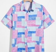 Guys Paisley Colorblock Button Front Pocket Shirt