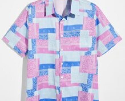 Guys Paisley Colorblock Button Front Pocket Shirt