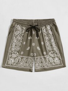 Guys Paisley Drawstring Shorts 7''