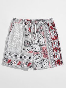 Guys Paisley Drawstring Shorts