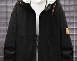 Guys Patched Detail Drawstring Hooded Jacket