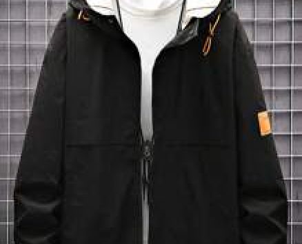 Guys Patched Detail Drawstring Hooded Jacket