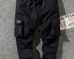 Guys Patched Drawstring Cargo Pants