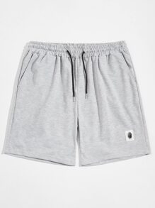 Guys Patched Drawstring Shorts