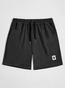 Guys Patched Drawstring Shorts