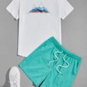 Guys Peaks Graphic Tee & Drawstring Waist Shorts Set