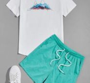 Guys Peaks Graphic Tee & Drawstring Waist Shorts Set