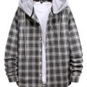 Guys Plaid Hooded Shirt