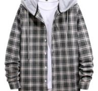 Guys Plaid Hooded Shirt