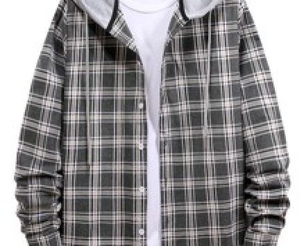 Guys Plaid Hooded Shirt