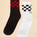 Guys Plaid Pattern Socks 2pairs