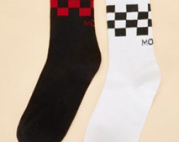 Guys Plaid Pattern Socks 2pairs