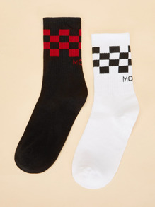 Guys Plaid Pattern Socks 2pairs