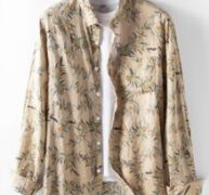 Guys Plants Print Button Through Shirt Without Tee