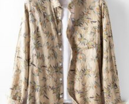 Guys Plants Print Button Through Shirt Without Tee