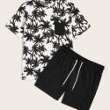 Guys Pocket Patch Coconut Tree Tee & Shorts Set