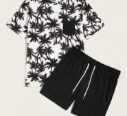Guys Pocket Patch Coconut Tree Tee & Shorts Set
