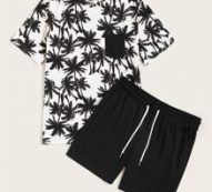 Guys Pocket Patch Coconut Tree Tee & Shorts Set