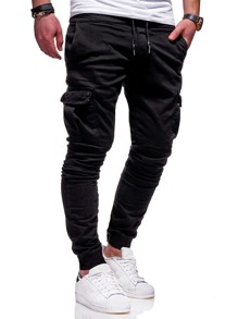 Guys Pocket Patched Drawstring Waist Pants