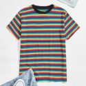 Guys Rainbow Striped Tee