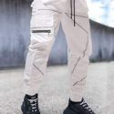 Guys Reflective Binding Drawstring Waist Cargo Pants