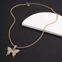 Guys Rhinestone Butterfly Pendant Necklace