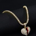 Guys Rhinestone Heart Charm Necklace