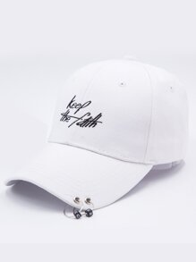 Guys Ring Detail & Letter Embroidery Baseball Cap