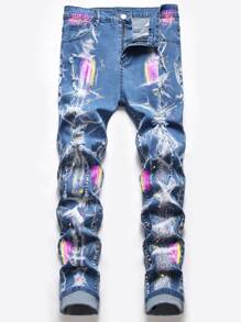 Guys Ripped Zip Fly Jeans