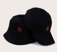 Guys Rose Embroidery Bucket Hat & Baseball Cap
