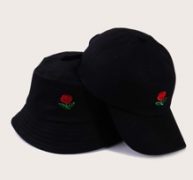 Guys Rose Embroidery Bucket Hat & Baseball Cap