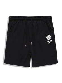 Guys Rose Graphic Shorts