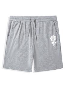 Guys Rose Graphic Shorts