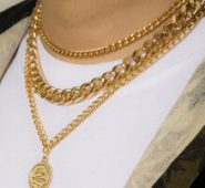 Guys Round Charm Layered Necklace