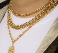 Guys Round Charm Layered Necklace