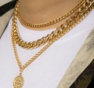 Guys Round Charm Layered Necklace