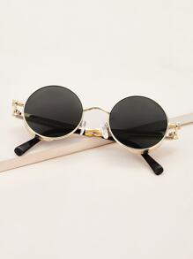 Guys Round Frame Flat Lens Sunglasses