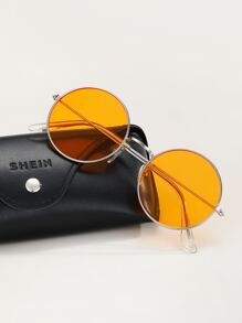 Guys Round Frame Tinted Lens Sunglasses