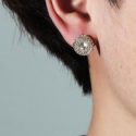 Guys Round Rhinestone Stud Earring