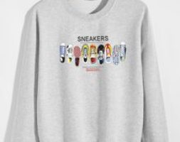 Guys Shoes And Letter Graphic Sweatshirt